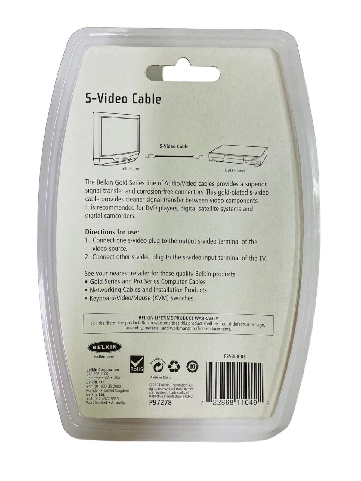 6 ft - Belkin P97278 S Video Cable DVD, DVR (Bundle Pack 4)