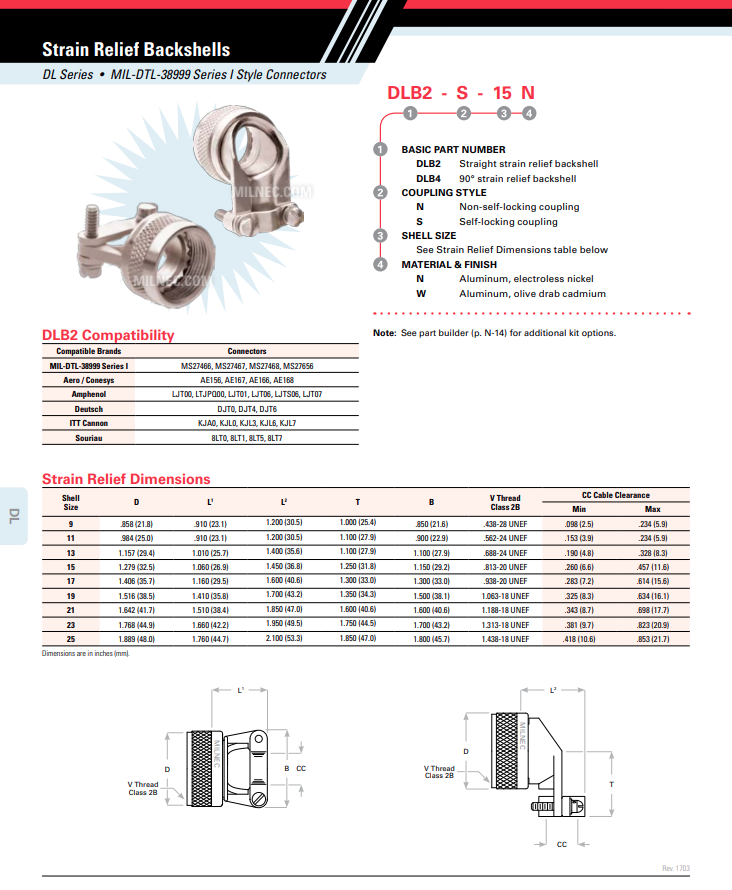 MILNEC DLB2-N-25N Backshell Connector CIR D38999 (5 Bundle Pack)