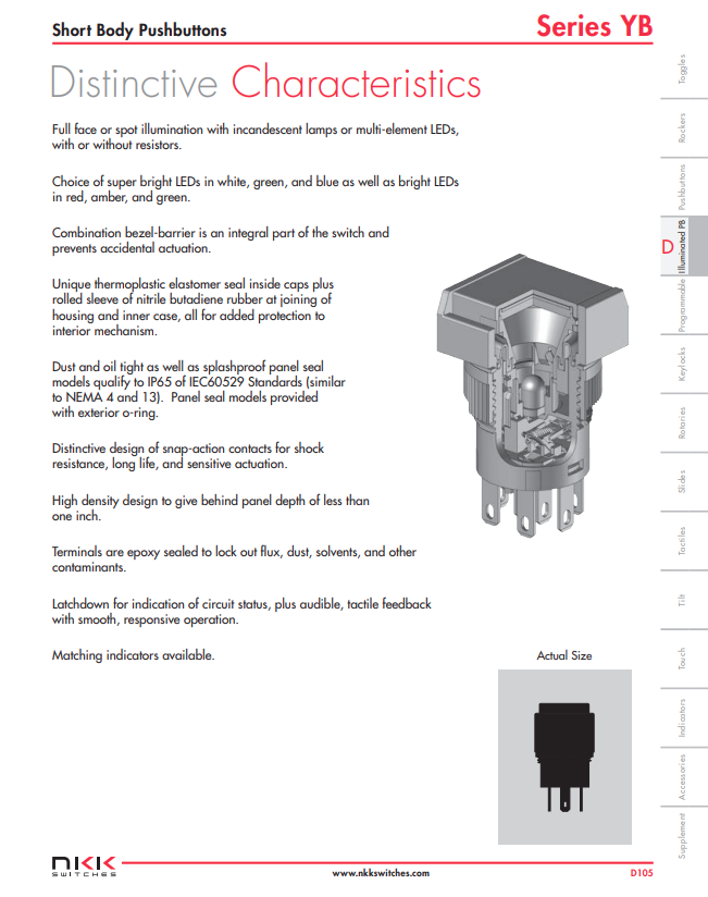 NKK SWITCHES YB26SKW01-1F12-JA-RO Pushbutton SPDT Standard (5-Pack)