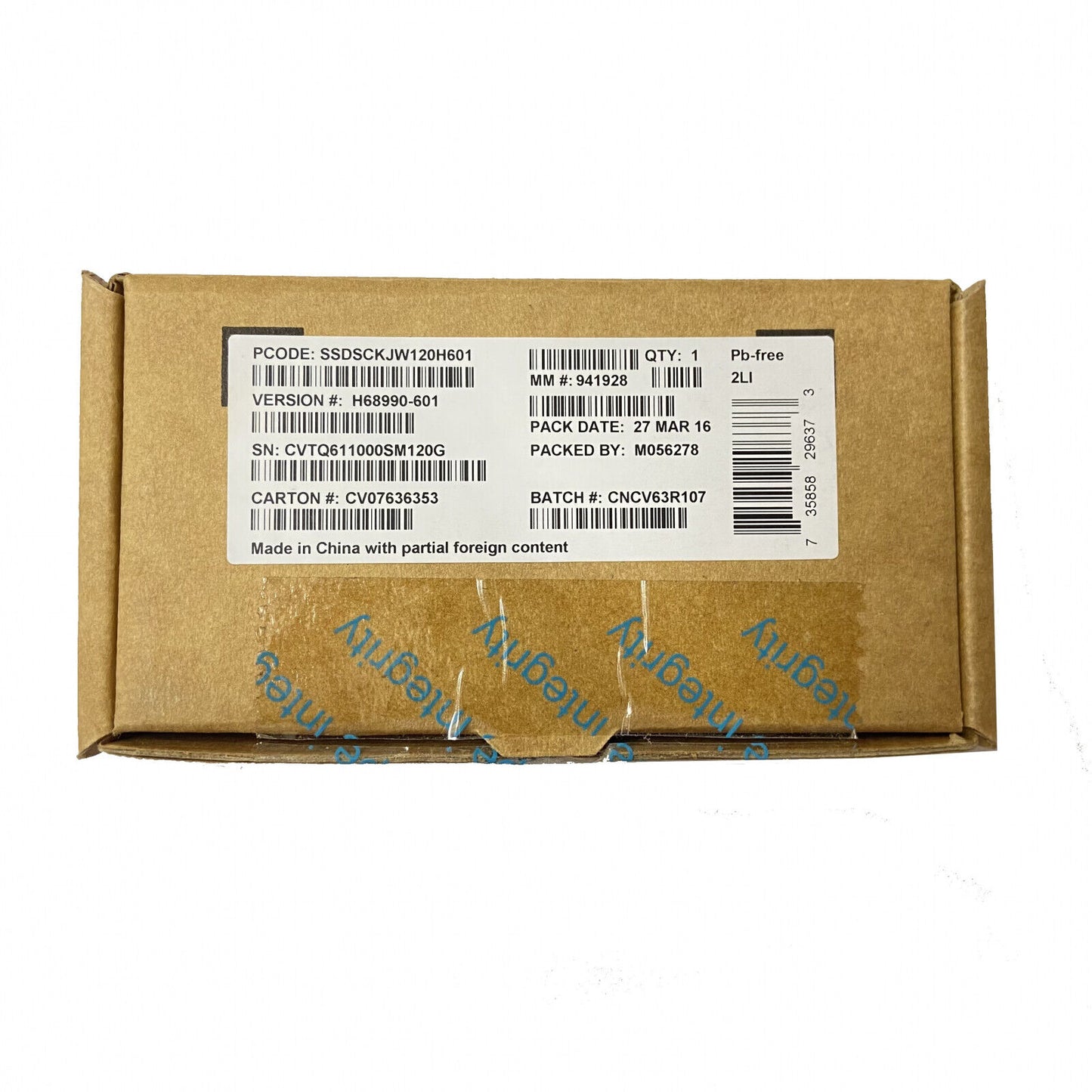SSDSCKJW120H601 Intel 535 Series 120GB MLC SATA 6Gbps (AES-256) M.2 2280 Interna