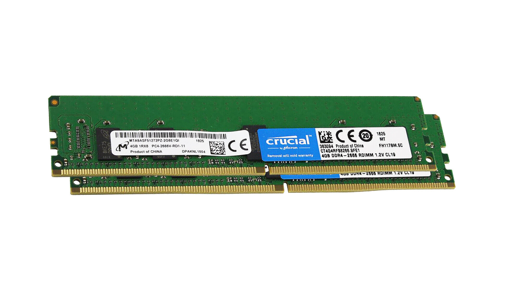Crucial CT4G4RFS8266 (2-Pack) 4GB DDR4 2666 RDIMM 1.2V Server Memory