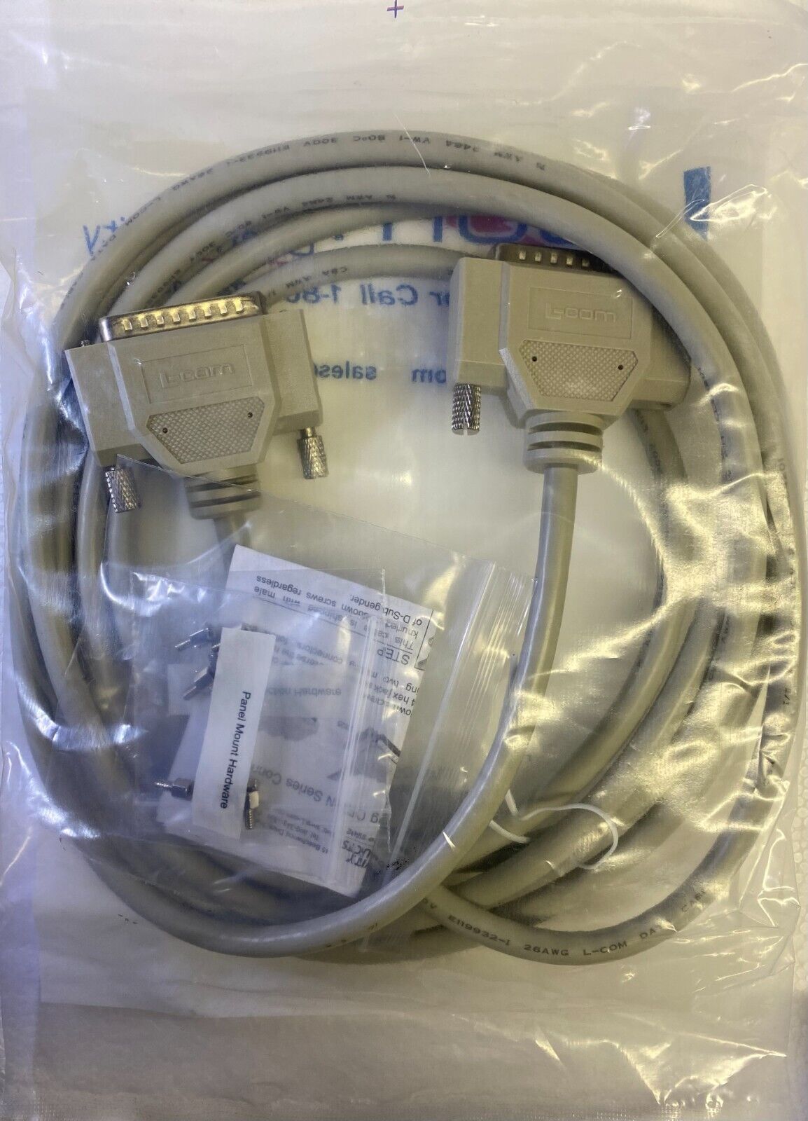 L-COM CRMN25MM-10 Reversible Molded D-Sub Cable, DB25 Male, Male 10 ft