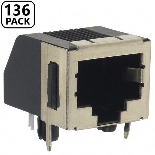 AMP 555153-1 (136-Pack) Jack Modular Connector 8p8c (RJ45, Ethernet) 90° Angle (Right) Shielded Cat3, Single Port, 1 x 1