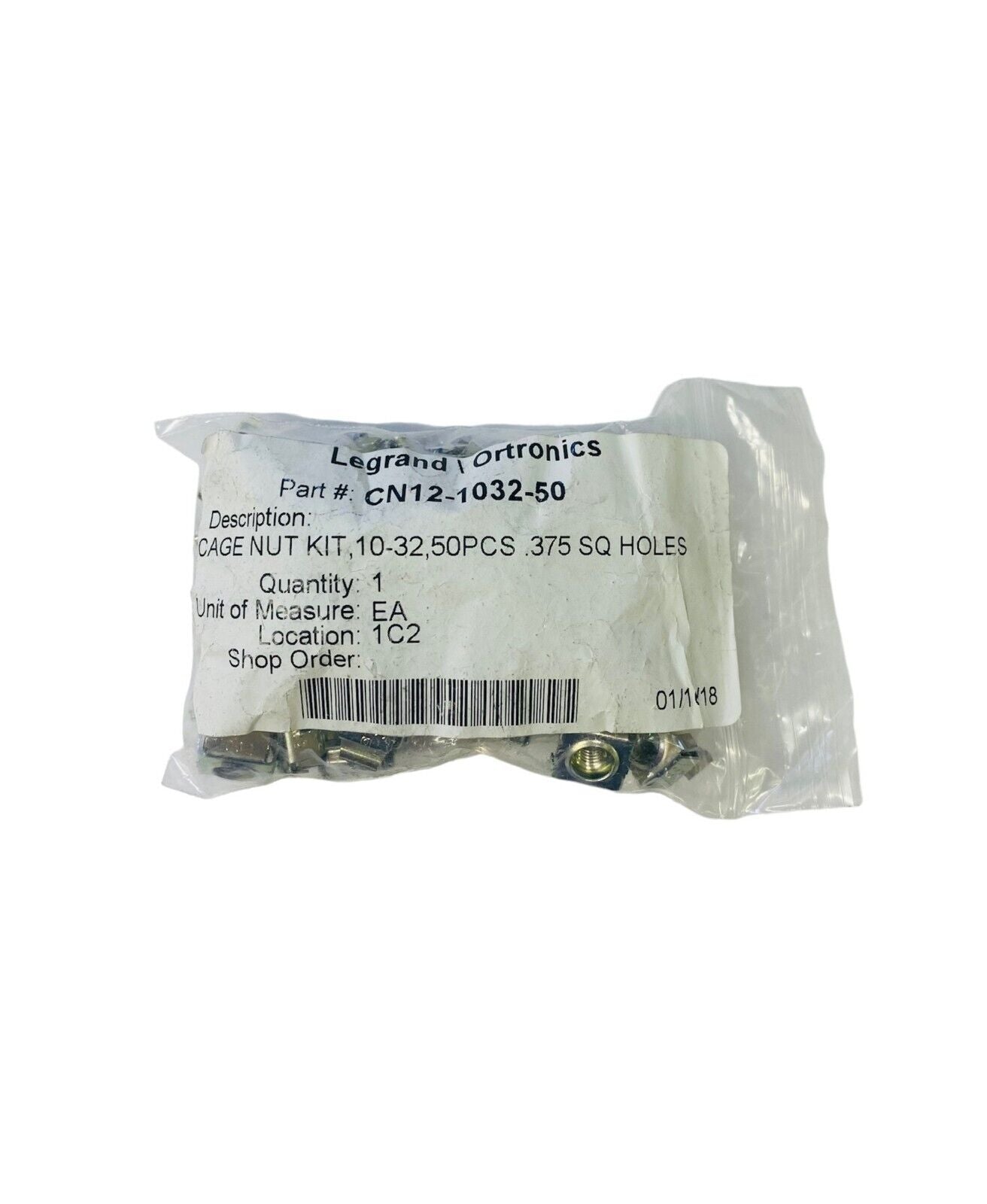 Legrand Cage Nut Kit 0.375 SQ Holes CN12-1032-50 (Lot 50 PCS)