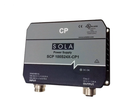 SOLA SCP100S24XCP1 POWER SUPPLY AC/DC CNVRTR 24VDC, 3.8A, 95W
