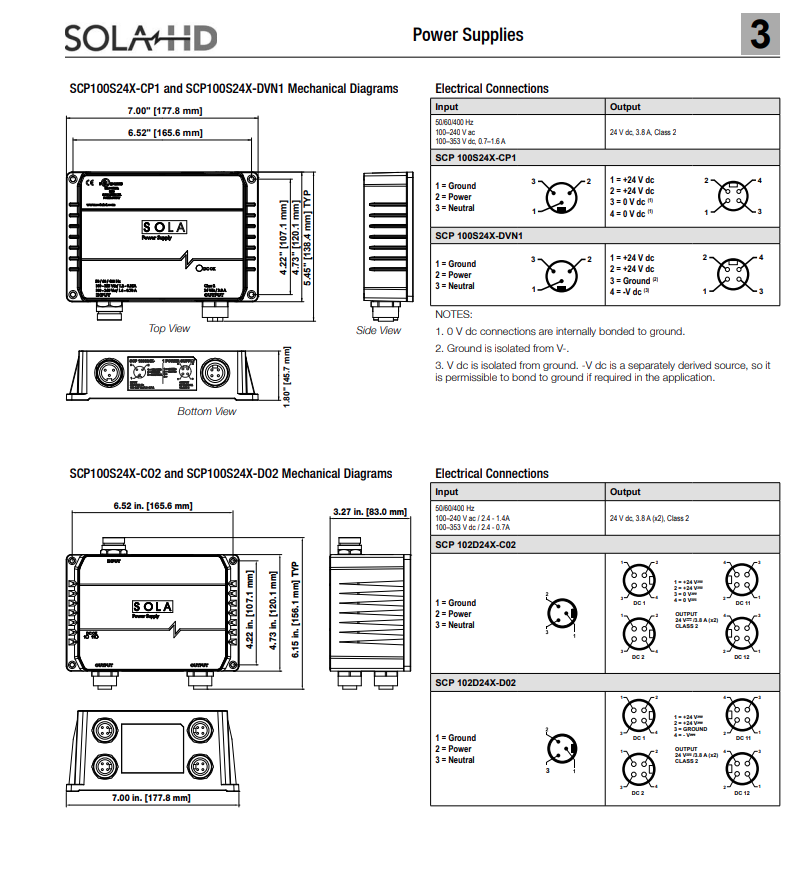 SOLA SCP100S24XCP1 POWER SUPPLY AC/DC CONVERTER
