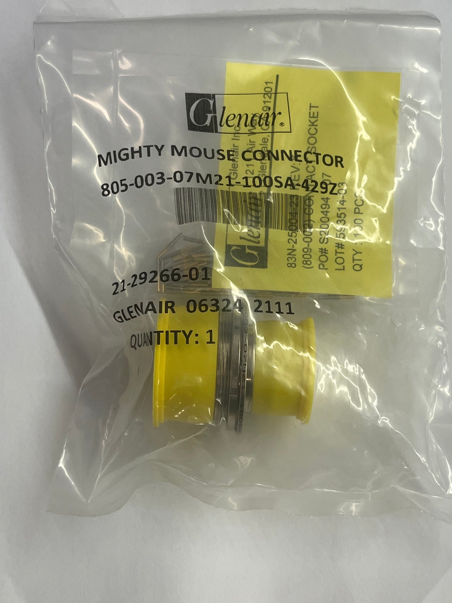 Glenair 805-003-07M21-100SA-429Z CONN,CIR,MIGHTY MOUSE 805,RECEPTACLE WITH BANDING PLATFORM