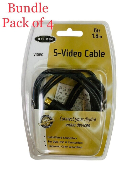 6 ft - Belkin P97278 S Video Cable DVD, DVR (Bundle Pack 4)