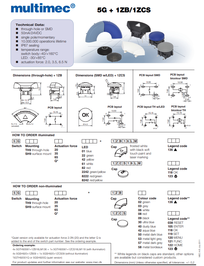 MEC Switches RA3FTL6+1ZC09105 PUSH BUTTON, ENTER LEGEND (50-Pack)