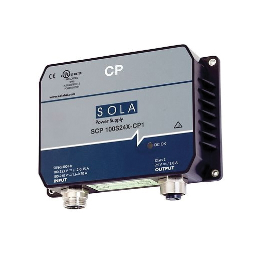 SOLA SCP100S24XCP1 POWER SUPPLY AC/DC CNVRTR 24VDC, 3.8A, 95W