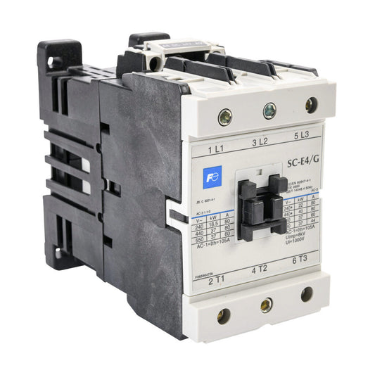Fuji Electric SC-E4G-24VDC Series IEC Contactor, 80A, (3) N.O. Power Poles, 24 VDC Coil Voltage.