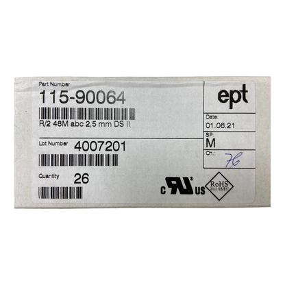 EPT Connectors 115-90064 DIN 41612 Male Straight, Type R/2 (26-Pack)