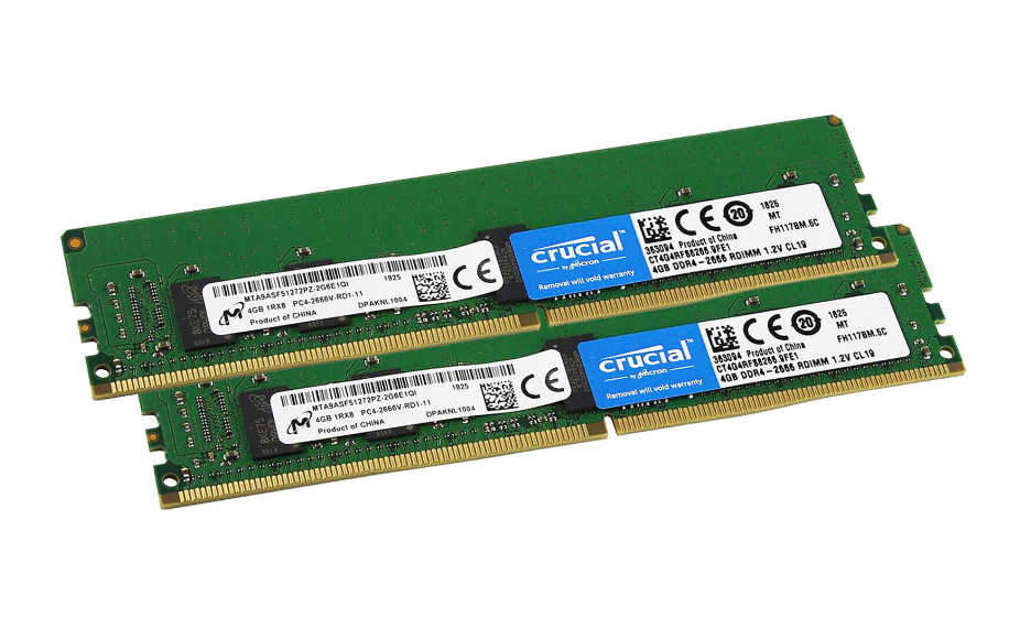 Crucial CT4G4RFS8266 (2-Pack) 4GB DDR4 2666 RDIMM 1.2V Server Memory