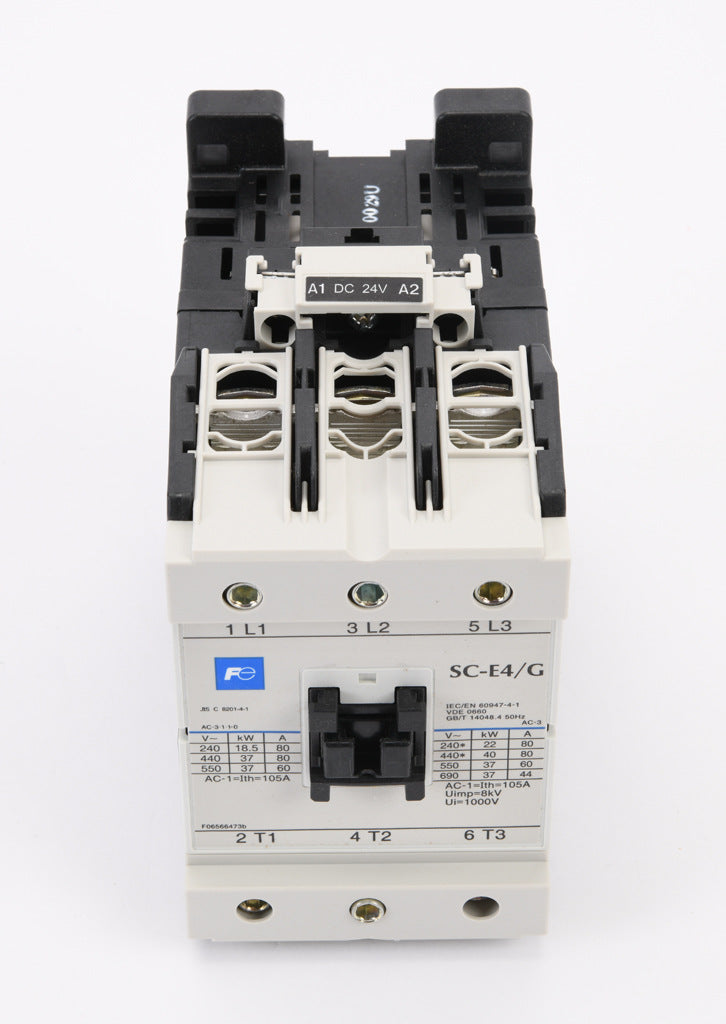 Fuji Electric SC-E4G-24VDC Series IEC Contactor, 80A, (3) N.O. Power Poles, 24 VDC Coil Voltage.